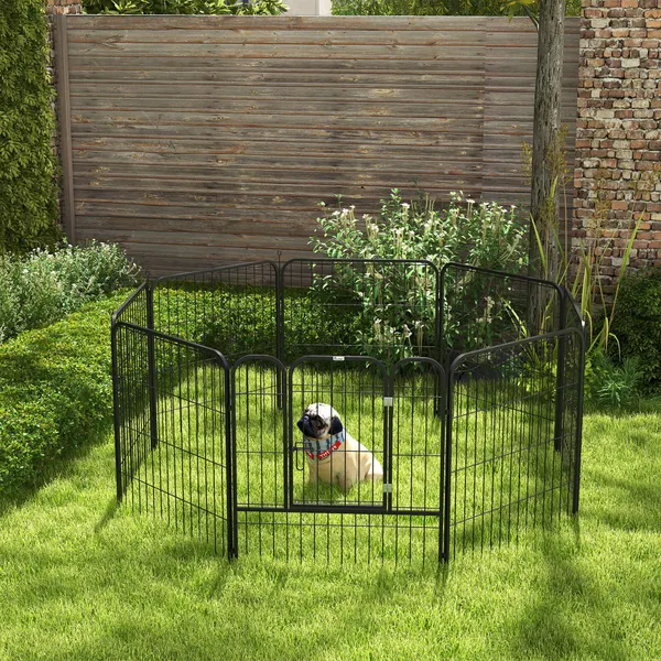 Dog Park 8 79x79cm Sticks pliable Squad avec porte et double serrure noir