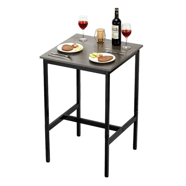 Mesa bar 24x24x36 polegadas, estrutura metal, castanho