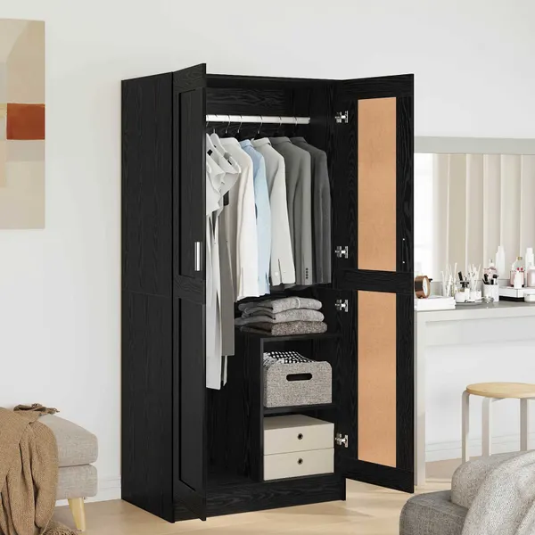 Guarda-roupa com prateleira Carvalho Preto 82,5 x 51,5 x 180 cm