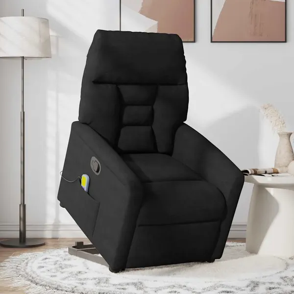 Poltrona de massagens reclinável elevatória microfibra preto