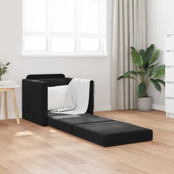 Sofá-Cama Preto 74 x 77 x 81 cm Veludo