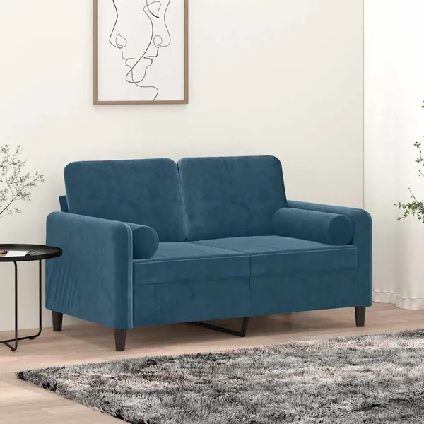 Almofadas decorativas 2 pcs Ø15x50 cm veludo azul