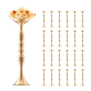 24 vasos casamento 50cm, metal dourado, arranjos centrais