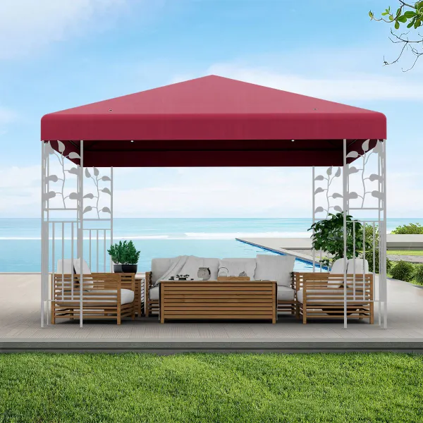 Toldo de Repuesto para Cenador 300 x 300 cm Toldo de Pabellón de Poliéster de Patio con Velcro Agujeros de Drenaje