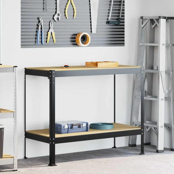 Bancada Preto 115 x 55 x 91 cm Madeira Revestida e Metal