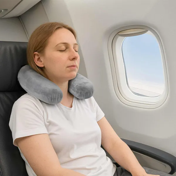 Almofada de viagem para o pescoço Cinzento Espuma de Memória