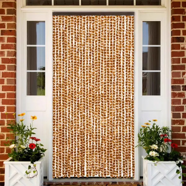 Cortina anti-insetos 118x220 cm chenille ocre e branco