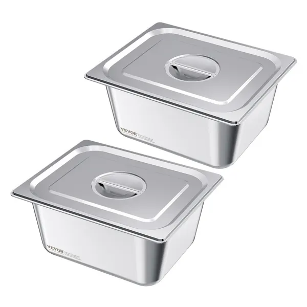 Cubas vapor aço inox 1/2 148mm 9L com tampas 2 un