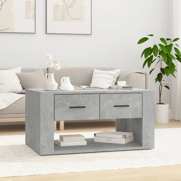 Mesa de centro 80x50x40cm derivados de madeira cinzento cimento
