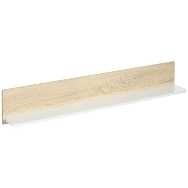 Estante de Parede Estante Flutuante de Madeira para Sala de Estar Dormitório Cozinha Casa de Banho 120x15x20cm Carvalho e Branco