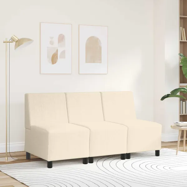 | Unidade de Sofá Modular Sem Braços | Creme 55 x 74 x 82 cm