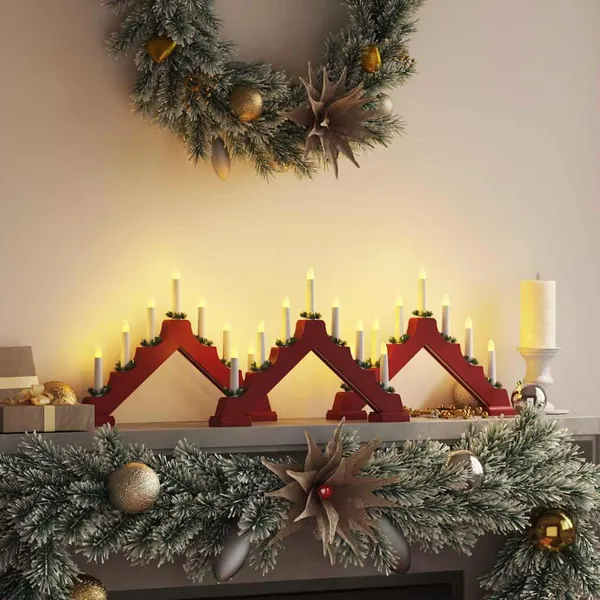 Ponte de Vela de Natal 3 pcs Vermelho 39.5 x 5 x 29 cm
