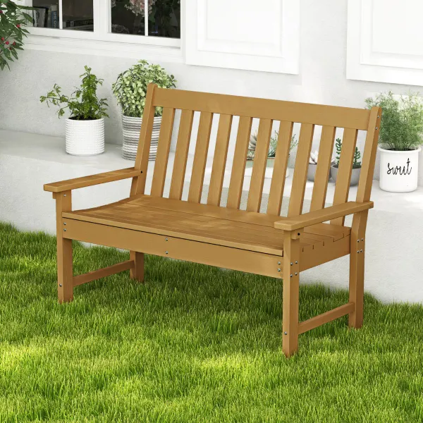 Banco HDPE com Costas e Apoio de Braços para Terraço 132x65x91cm