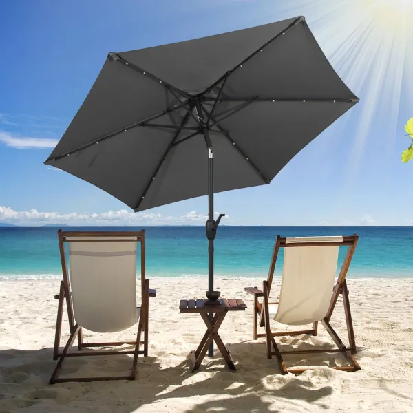 Guarda-sol LED Solar com Inclinação 230x230x225 cm e 18 Luzes
