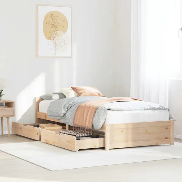 Cama sem colchão 75x190 cm madeira de pinho maciça
