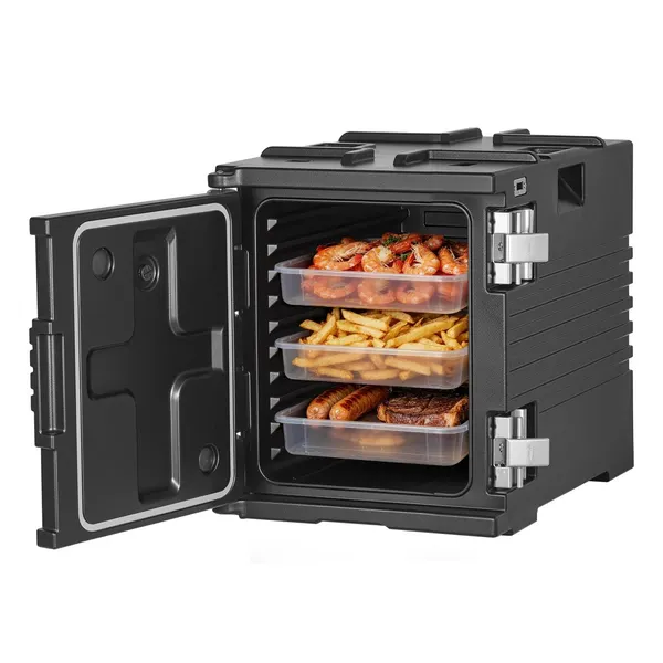 Mala térmica comida 75 L aço inoxidável com rodas