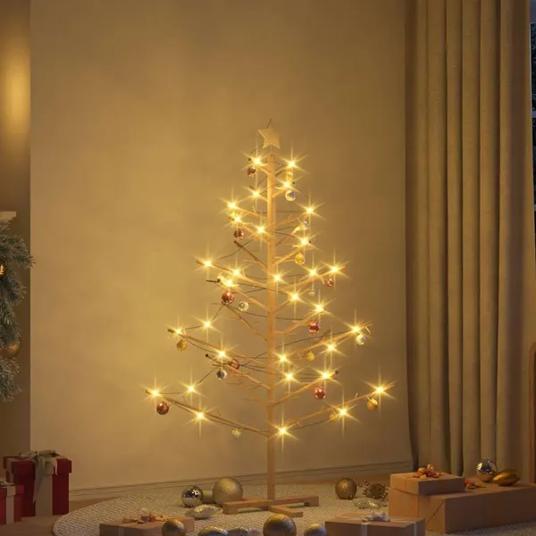Árvore de Natal de Madeira com suporte Natural 150 cm