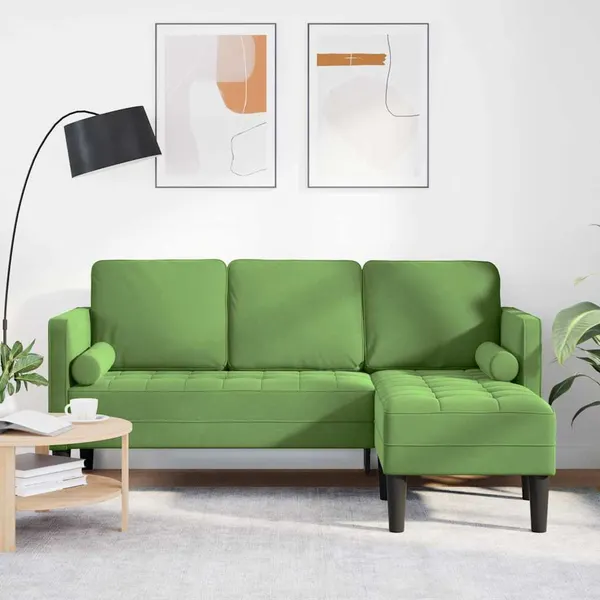 Conjunto de Sofás com almofada Verde Claro Poliéster