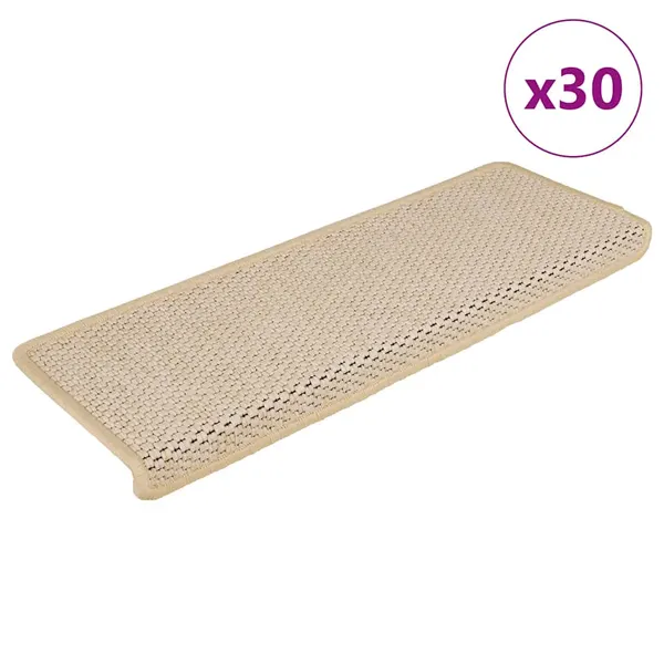Tapetes escada adesivos aspeto sisal 30 pcs 65x21x4 cm Berber