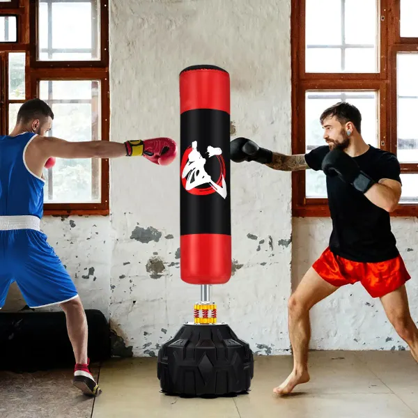 Saco de Boxeo de Pé 178 cm com Base Preenchível, 12 Ventosas e Amortecedores