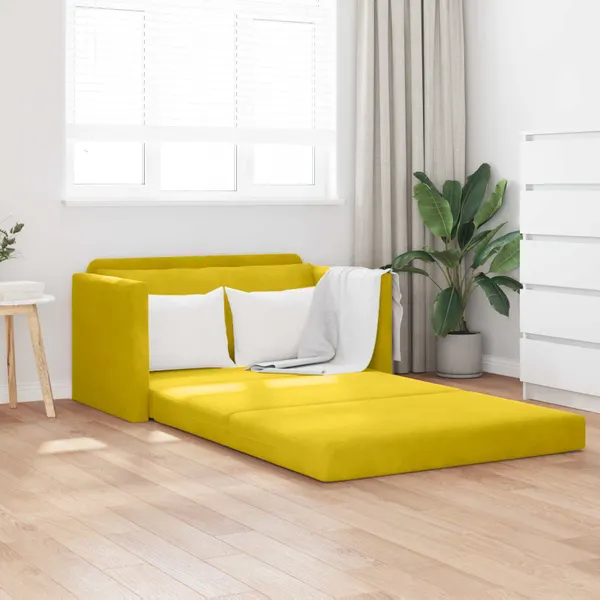 Sofá-Cama Amarelo girassol 124 x 71 x 78 cm Veludo
