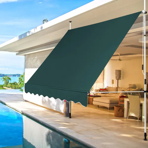 Toldo Telescópico Retráctil 150/250 cm Resistente a Rayos UV Impermeable con Manivela
