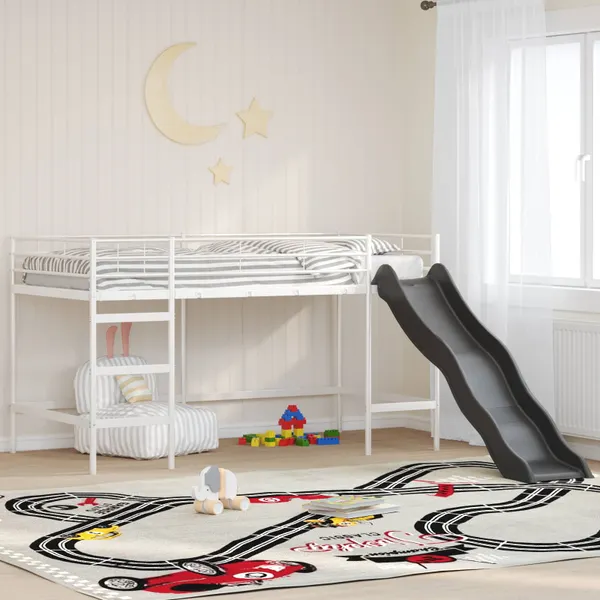 Estrutura de cama loft para crianças com escorregador