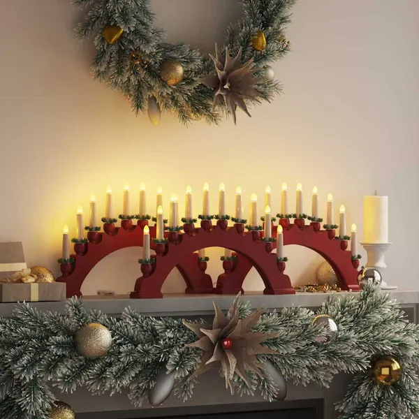 Arco de Velas de Natal com 10 Velas LED 3 pcs Vermelho