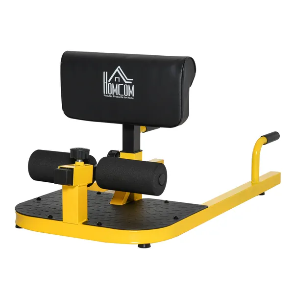 Sissy Squat 3 em 1 Máquina de Agachamento para Exercícios de Abdominais Flexões Agachamentos 50x97x56,5cm Preto e Amarelo