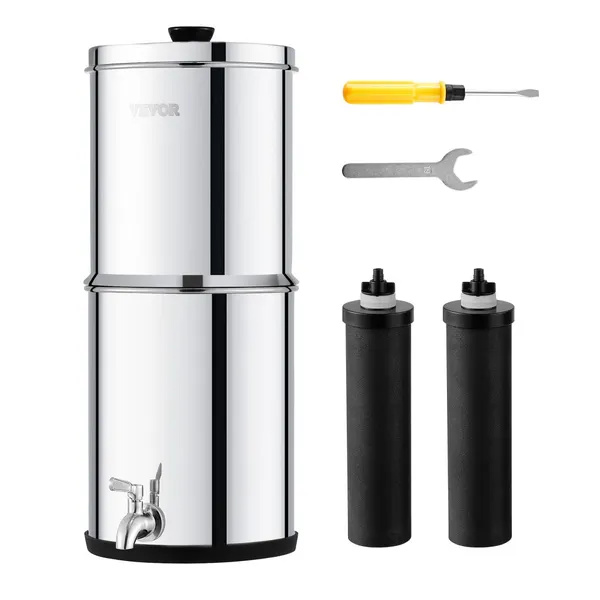 Sistema filtro água 1.5L, aço inoxidável, 2 filtros