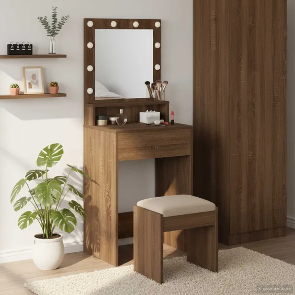 Mesa de vestir com prateleira Carvalho Marrom 50 x 41 x 135 cm