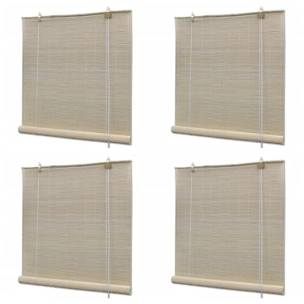 Estores de rolo em bambu natural 4 pcs 120x160 cm
