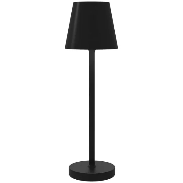 Candeeiro de Mesa com Luzes LED Candeeiro de Mesa Sem Fios Recarregável por USB-C 3 Cores Ecrã de Acrílico para Quarto Sala Ø11,2x36,5 cm Preto