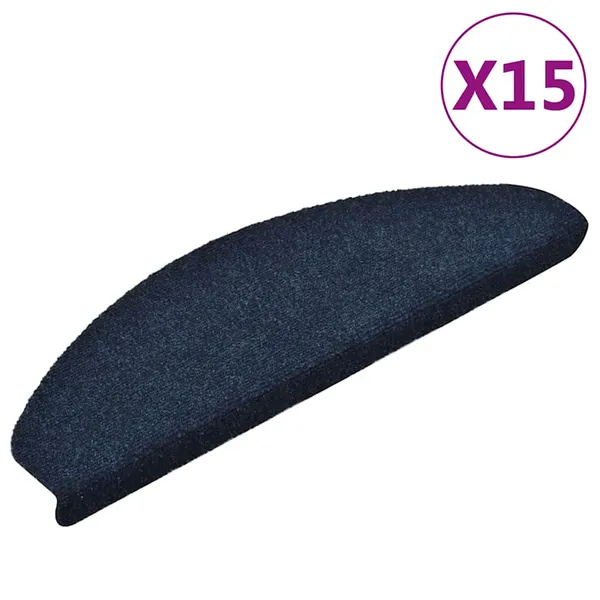 Tapetes de escada autoadesivos 15 peças 65x21x4 cm azul marinho semicircular grande