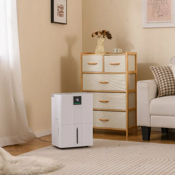 Desumidificador 35L/dia com 3 Modos, Temporizador 24H e Indicador de Humidade Branco