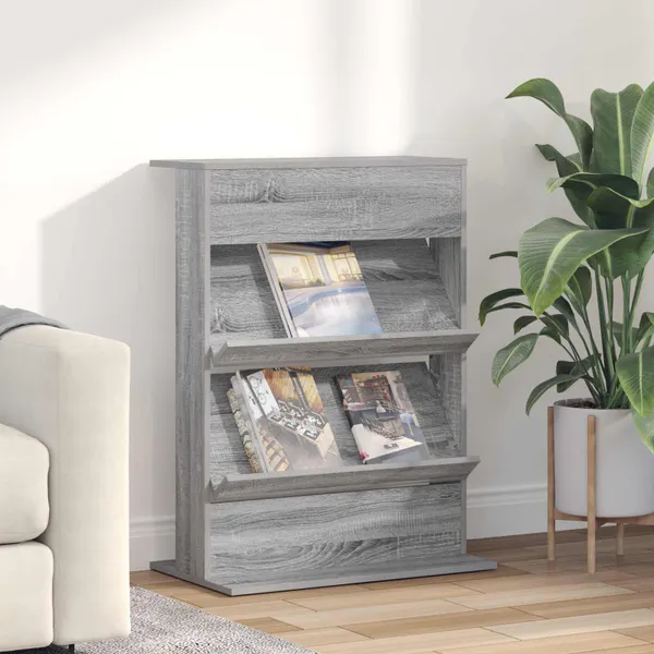 Estante de Revistas com prateleira Cinza Sonoma 70 x 41 x 96 cm