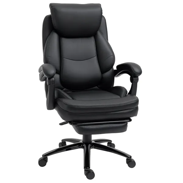 Cadeira de Escritório Ergonómica Cadeira de Escritório com Altura Ajustável com Encosto Inclinável em até 130° Função Basculante e Apoio para os Pés Retrátil Aço 73x66x112-118cm Preto