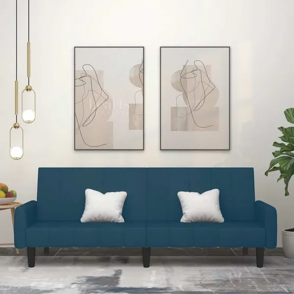 Sofá-cama de 2 lugares veludo azul