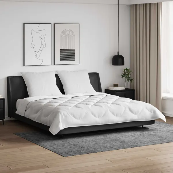 Conjunto de Edredom 3 pcs Branco Microfibra e Penas de Ganso