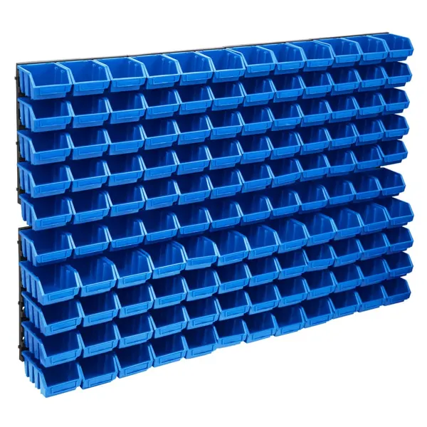 128 pcs Kit caixas arrumação com painéis de parede azul e preto