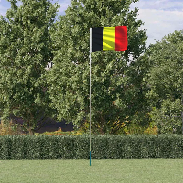 Bandeira da Bélgica e mastro 5,5 m alumínio