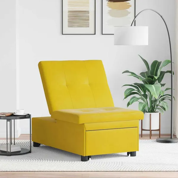 Sofá-Cama Amarelo 194 x 67 x 82 cm Veludo