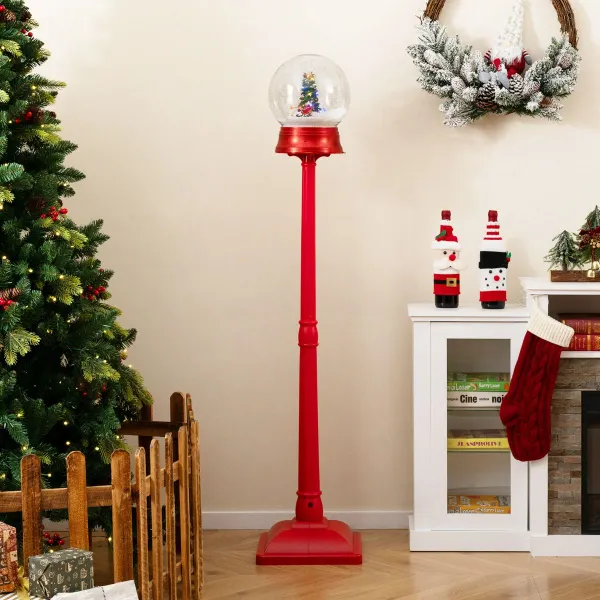 Farol Natalício Musical 150 cm Globo de Neve com Suporte, 8 Melodias e Luzes LED Coloridas