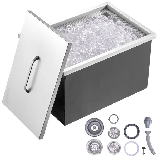 Caixa Gelo Integrada 22" x 17" x 12" Aço Inoxidável