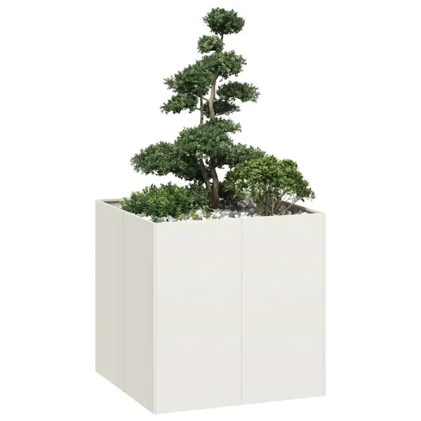 Vaso floreira 80x80x80 cm aço branco