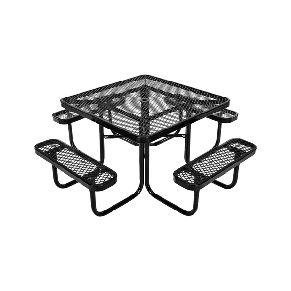 Mesa piquenique aço 45.7cm quadrada preto guarda-chuva