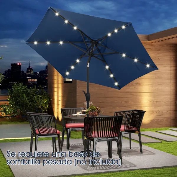 Guarda-Sol LED Solar com Inclinação por Botão 230x230x225 cm