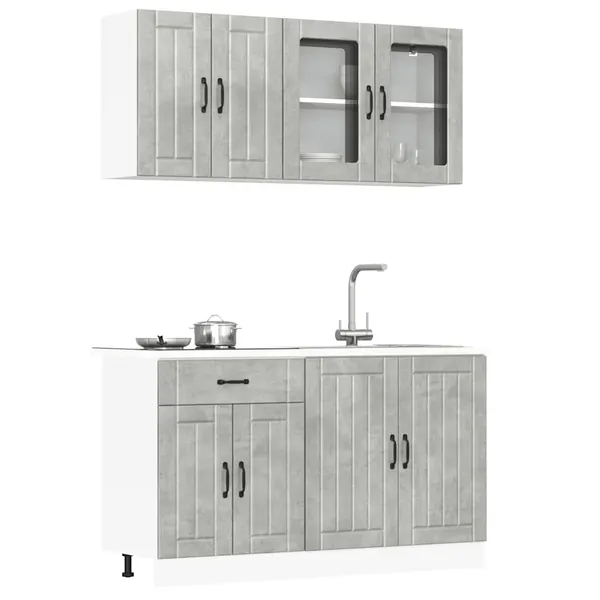 4 peças armário de cozinha conjunto Lucca concreto cinza