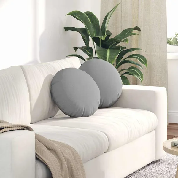 Almofadas de Assento 2 pcs Cinza Nuvem Ø40 x 13 cm tecido