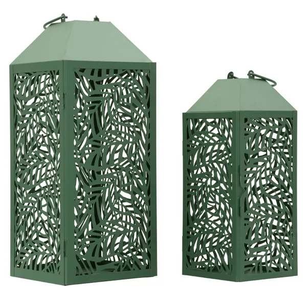 Lanternas Carving Dupla 17,8x17,8x44 - 13,8x13,8x34 cm